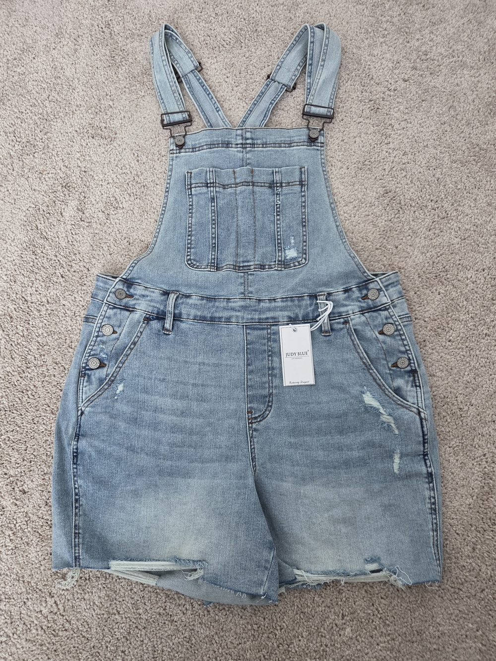 Judy Blue Distressed Denim Shorts /Overall (Shortall) 1X NWT